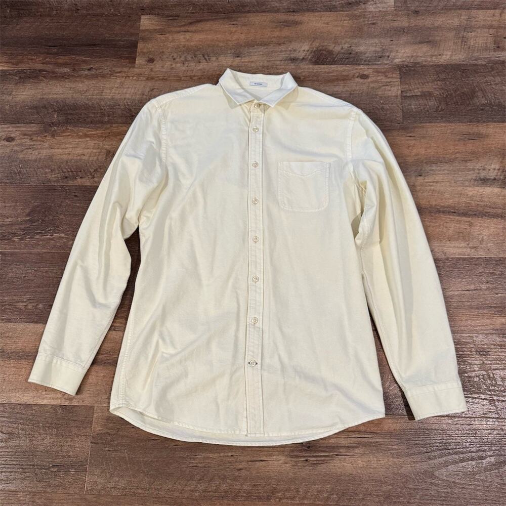 Frank & Oak The Bathurst Button-Up Collared Shirt M Pale Yellow Office Career